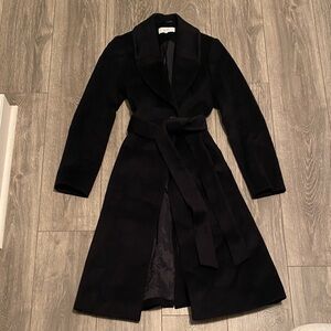Reiss - Black Wool Coat - Size 2